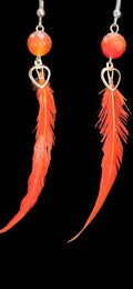 Simple feather earings  Burnt orange