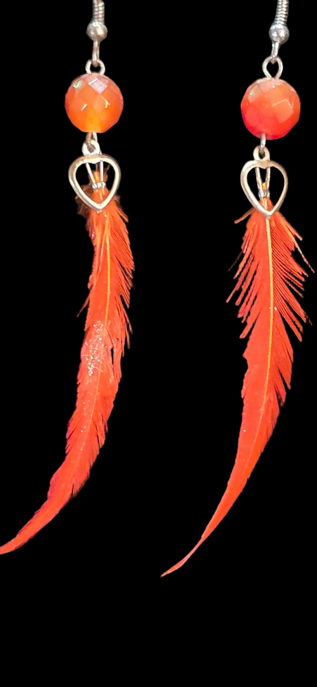 Simple feather earings  Burnt orange
