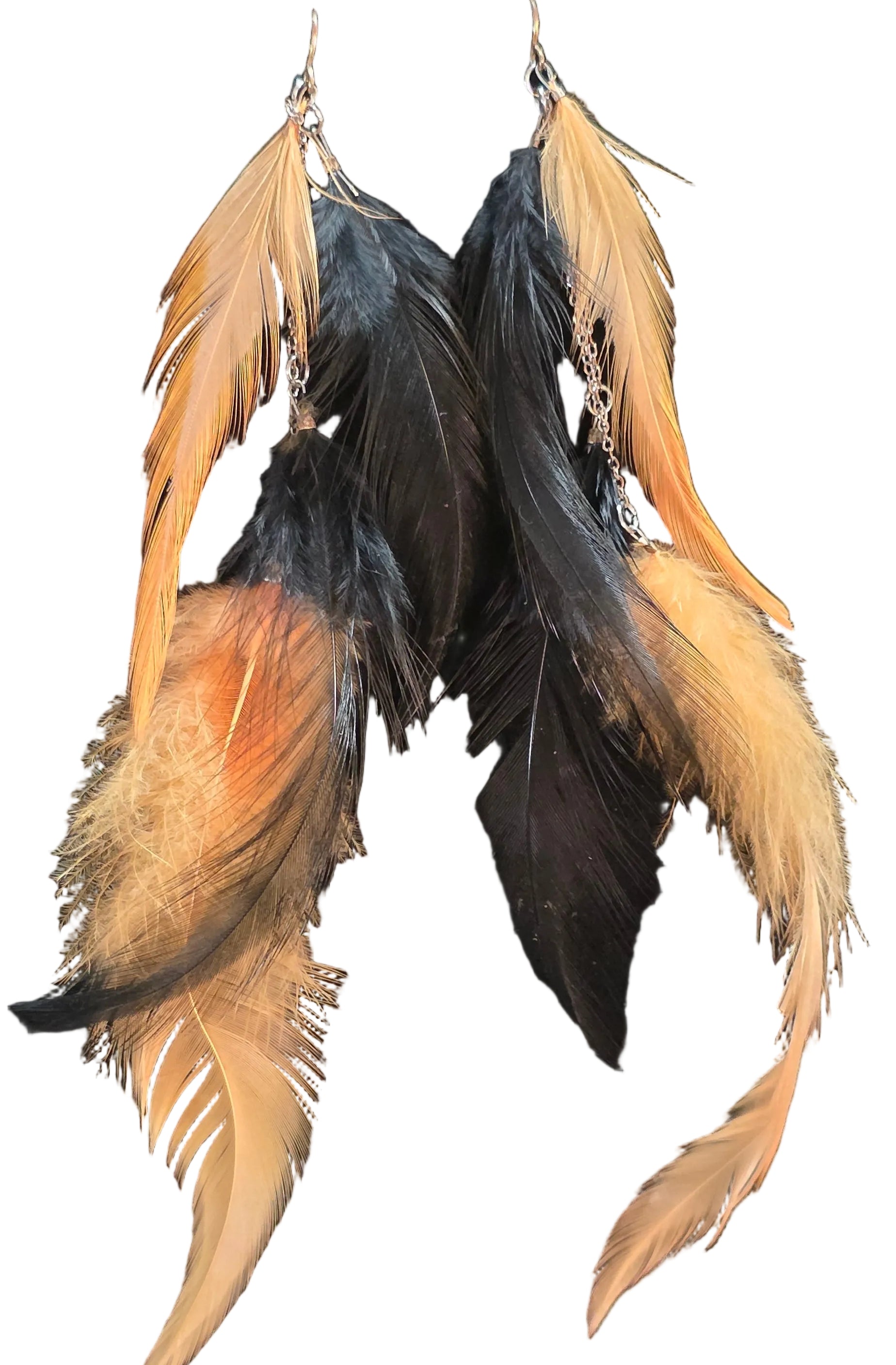 🖤🧡✨ Black &amp; Orange Lightweight Feather Earrings