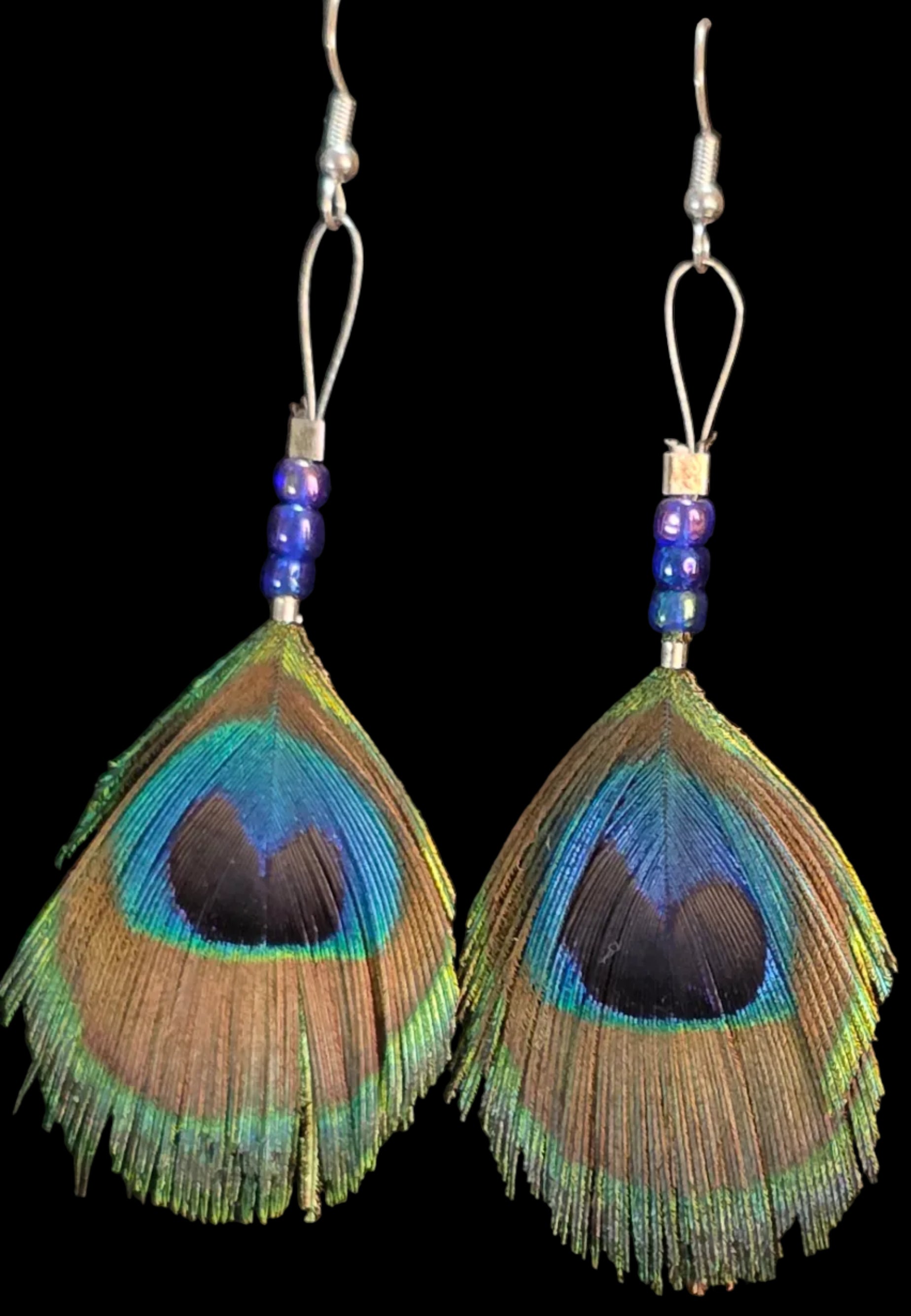 Tear drop Peacock feather earings