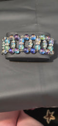 Chunky glass bead bracelet  with gold accents