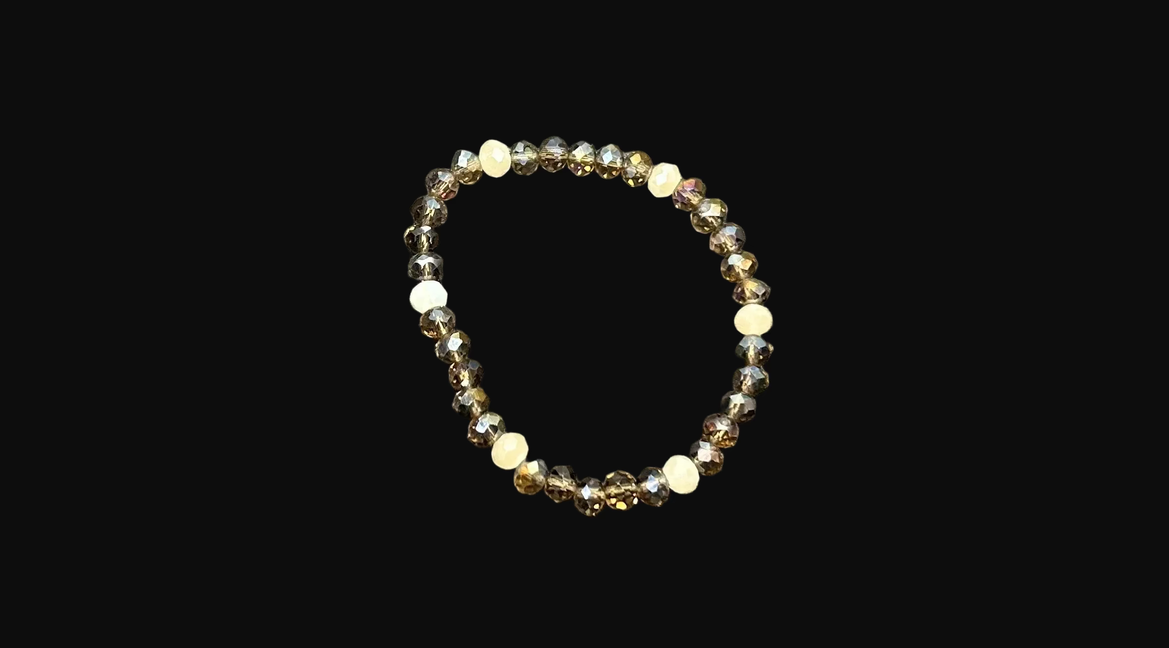 Brown and White Beaded Bracelet