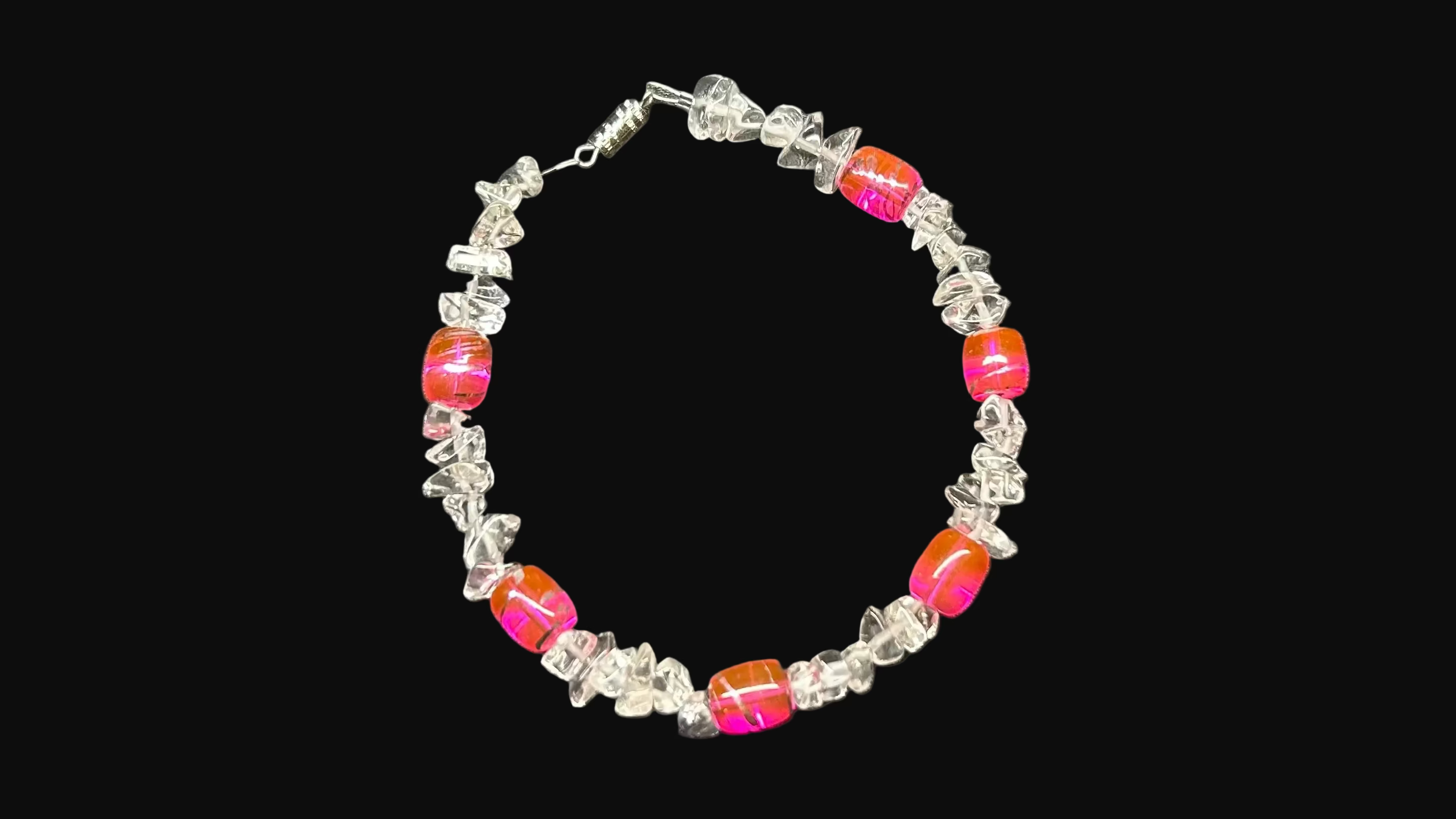 Pink and Clear beaded Bracelet