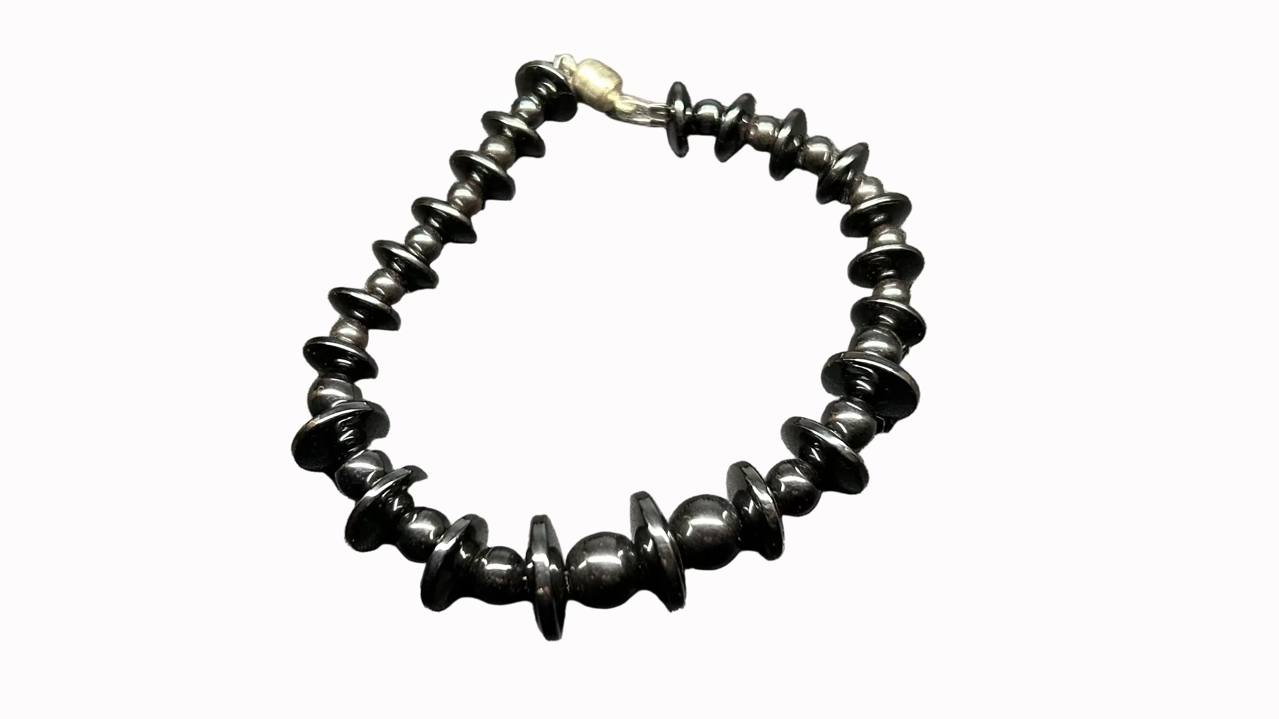 Disk and Ball hematite bracelet